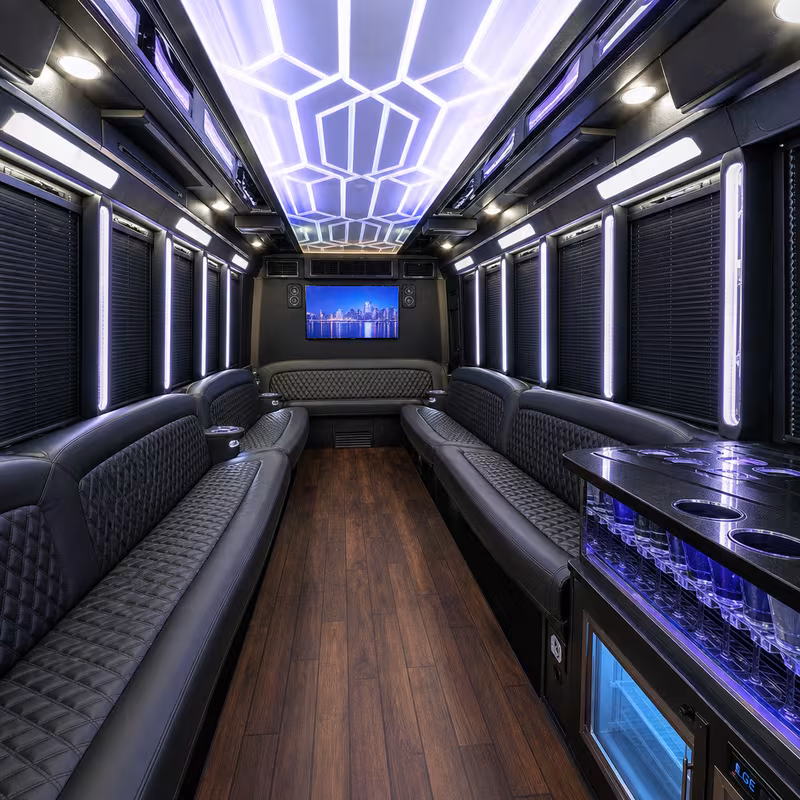 15 Passenger Party Bus Interior