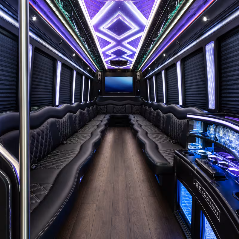 15 Passenger Party Bus Interior
