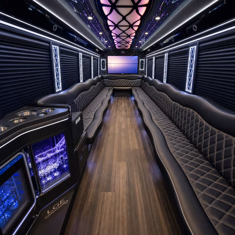 18 Passenger Party Bus Interior