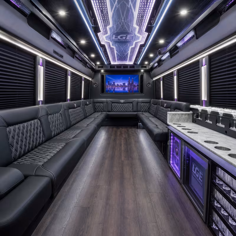 18 Passenger Party Bus Interior