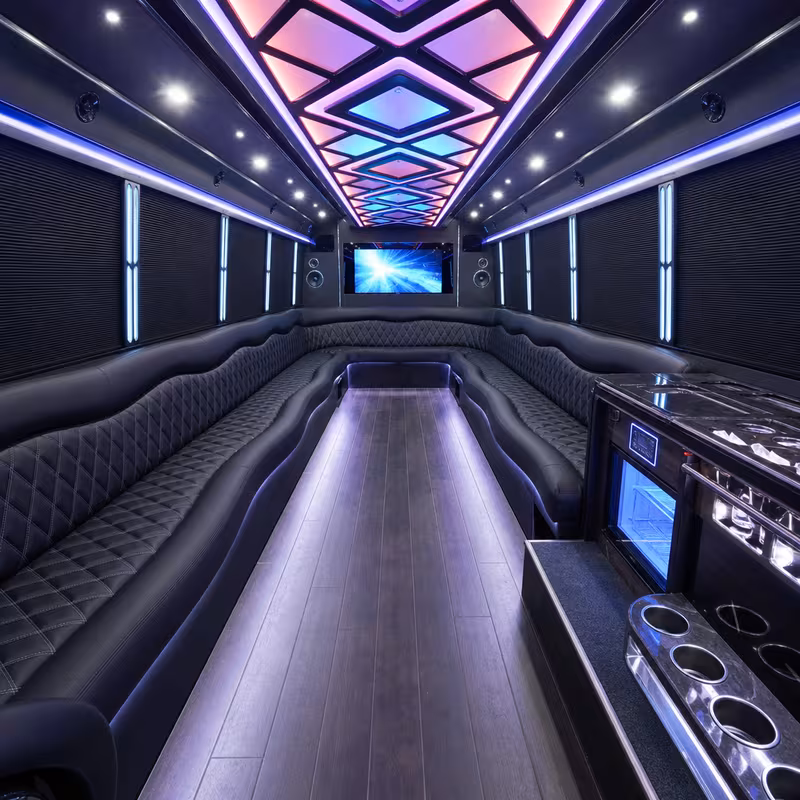 20 Passenger Party Bus Interior