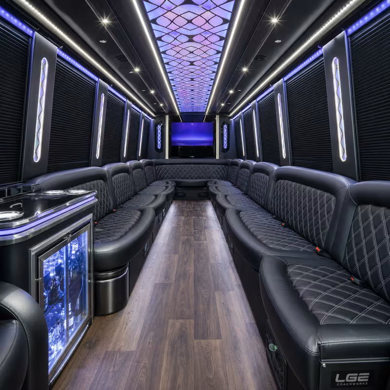 20 Passenger Party Bus Interior