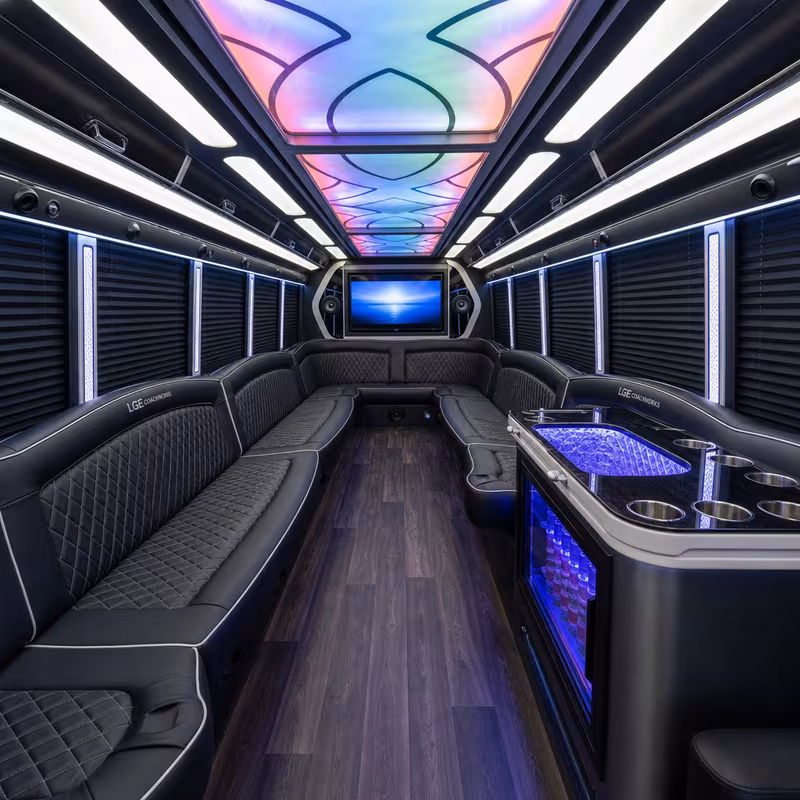 28 Passenger Party Bus Interior