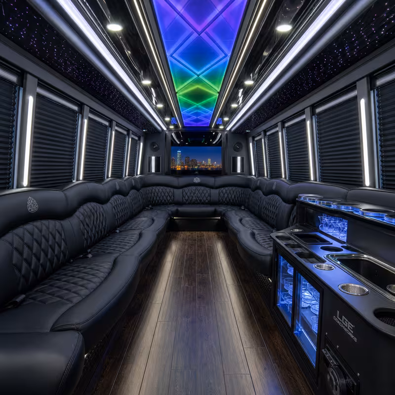 28 Passenger Party Bus Interior