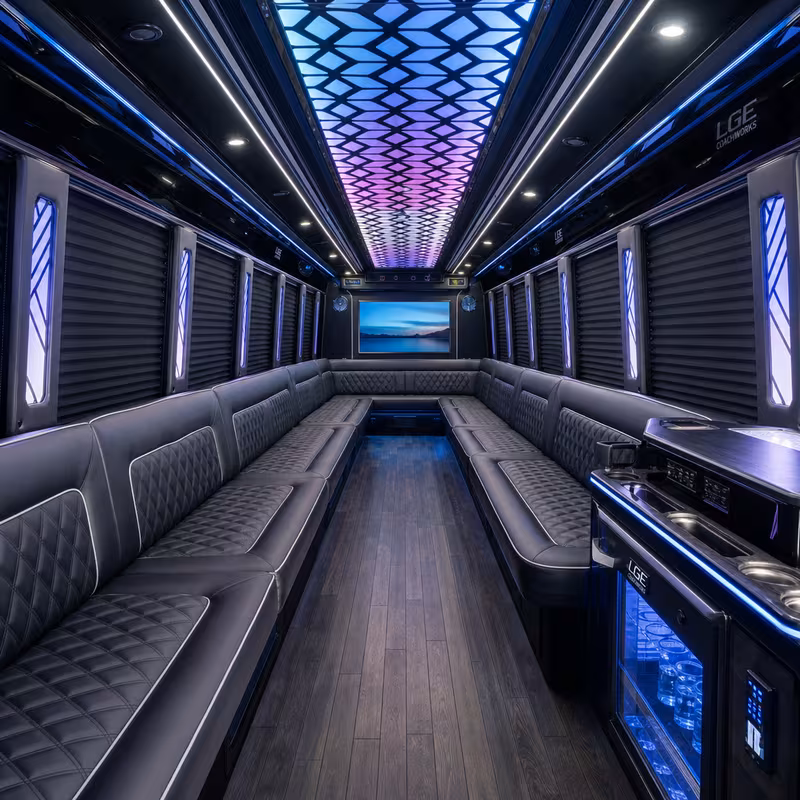 40 Passenger Party Bus Interior