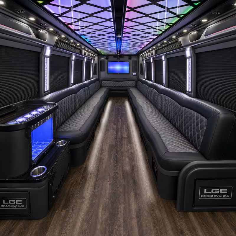 50 Passenger Party Bus Interior