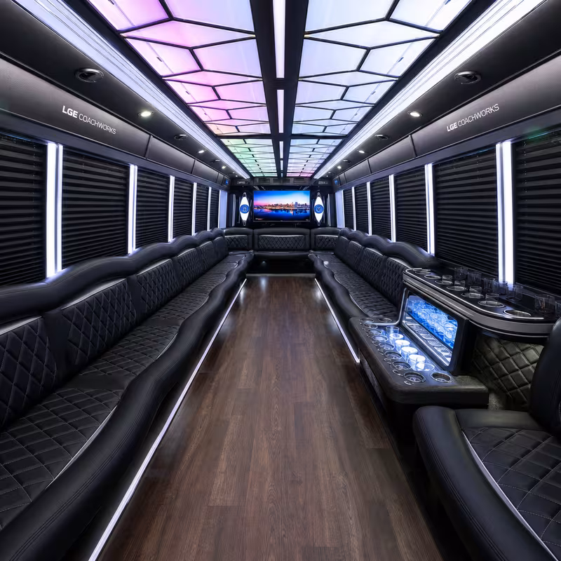 50 Passenger Party Bus Interior