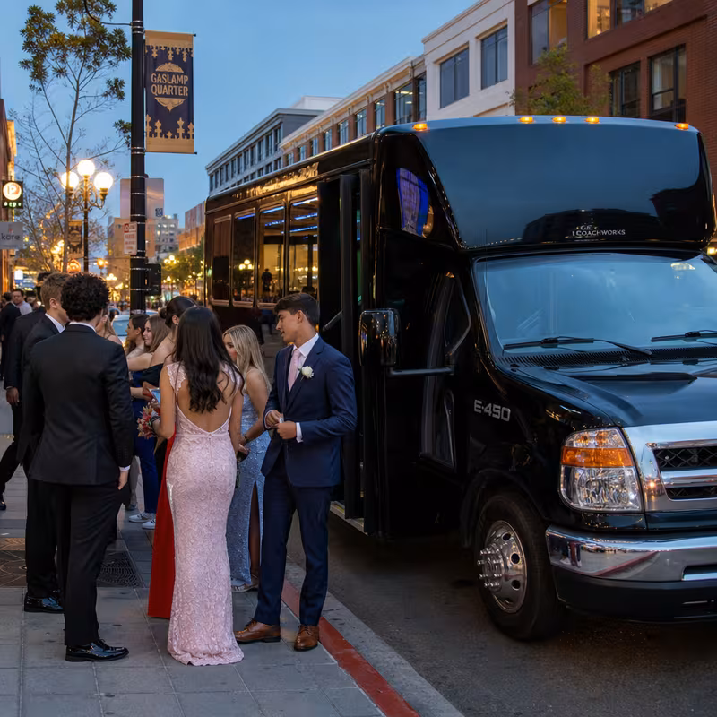 Passengers loading luggage while boarding an Washington group shuttle