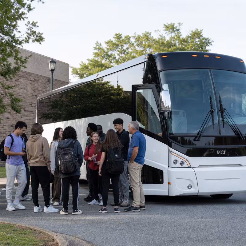 Black Mercedes Sprinter van staged for an Washington School Transportation group