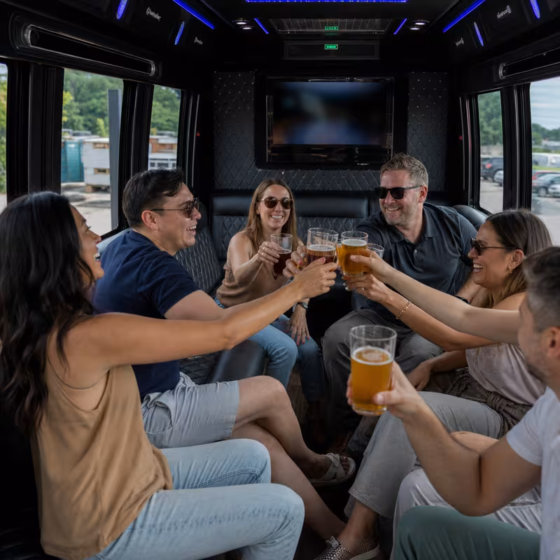 Black Mercedes Sprinter van staged for an Washington Winery & Brewery Tour Transportation group